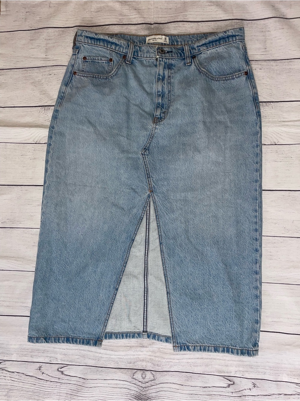 Abercrombie High Rise Light Blue Denim Skirt